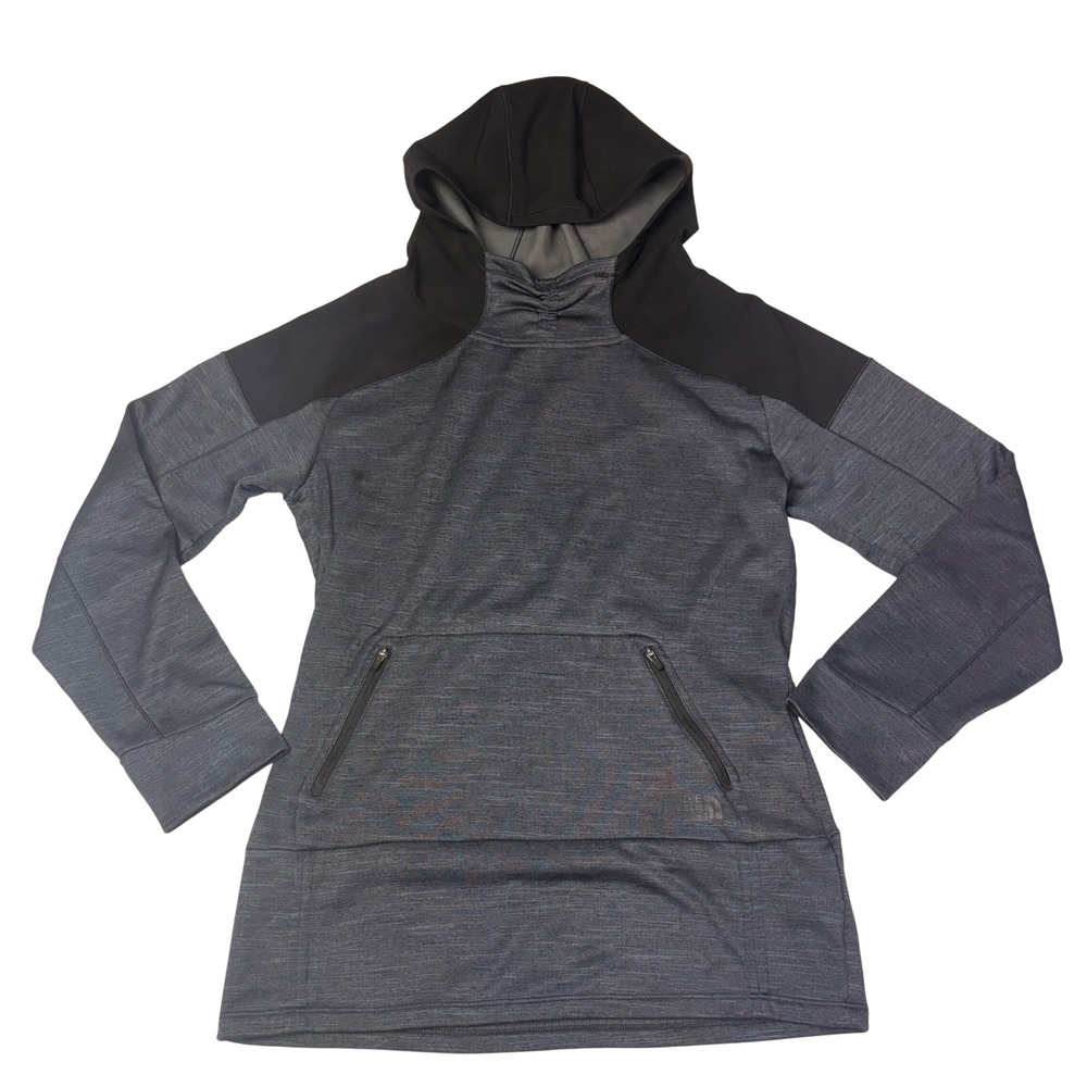 The North Face Womens Heathered Gray Hoodie Fleece Lined Weather-Resistant M